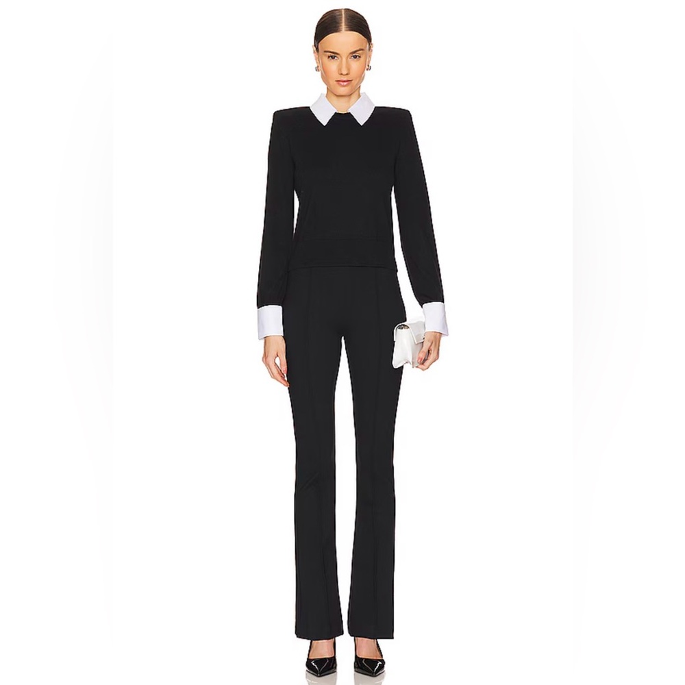 L'AGENCE April Poplin Collar Pullover in Black - Picture 9 of 16
